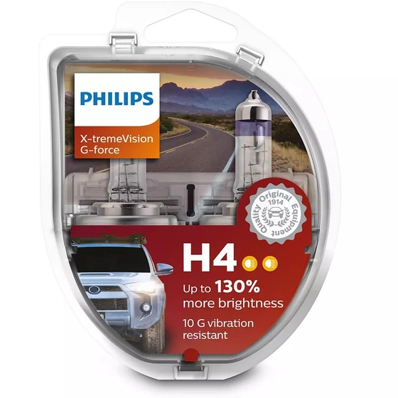 لامپ فابریک H4(55w+130%) افزایش نور فیلیپس ۲ عددی